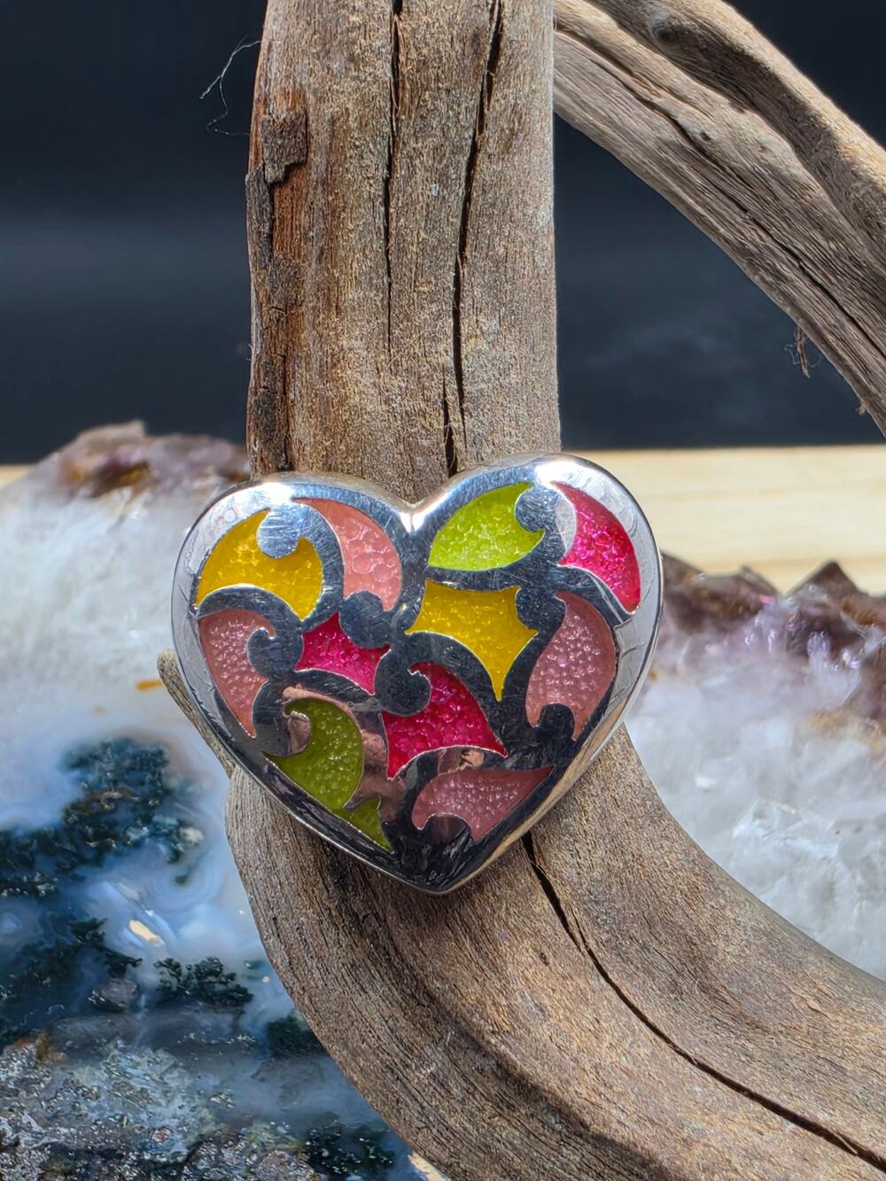 Heart shaped sterling Silver ring size 7